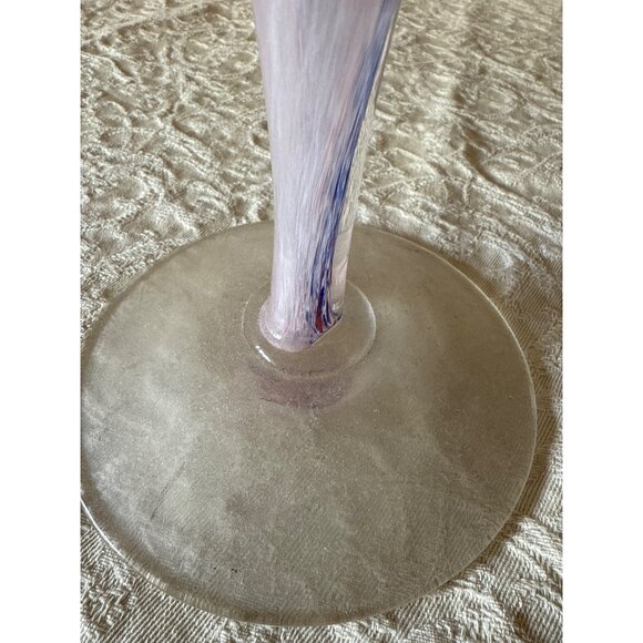 Vintage Murano Glass Pink & Blue Swirled Candlestick Made In Italy Cristalvi - Picture 5 of 13